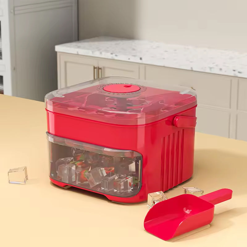 50-grid ice maker with new large capacity - household food-grade plastic double-layer ice storage barrel & ice ball mold set eprolo