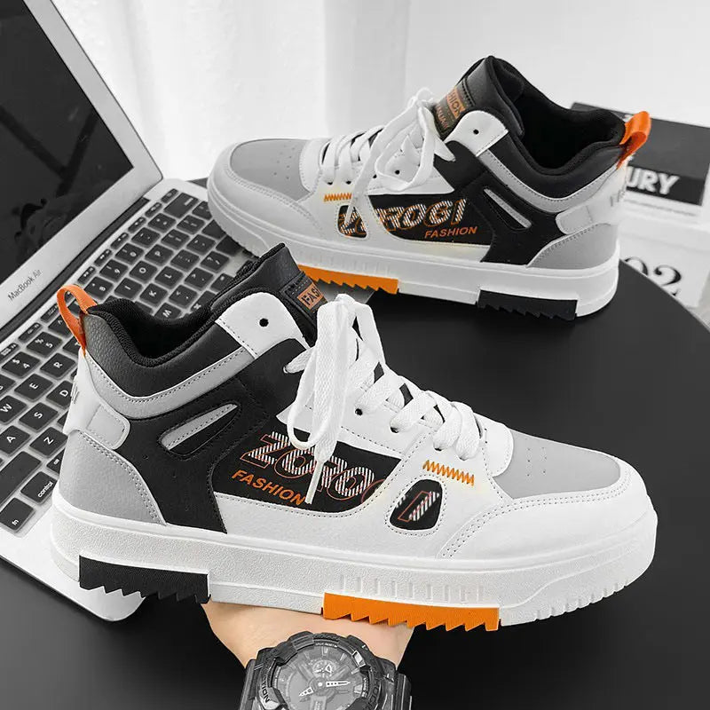 Shoes for men, trendy shoes for high school students, casual board shoes for men, versatile shoes for men, mid top sports, white shoes eprolo