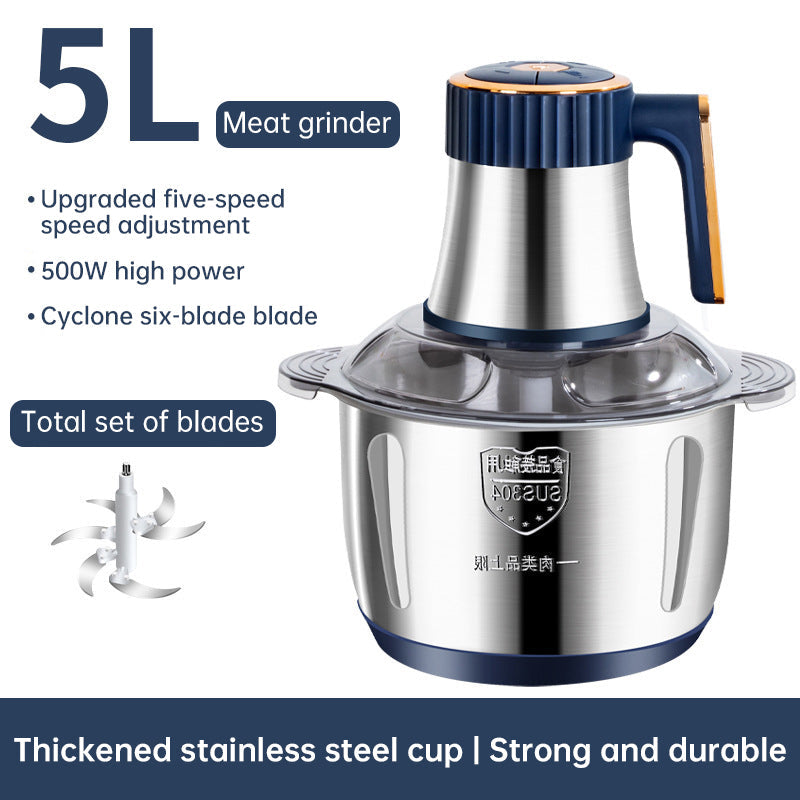 Electric Meat Grinders, 5L Food Processor, Stainless Steel Multifunctional Vegetable Slicer, Kitchen Chopper & Mixer eprolo
