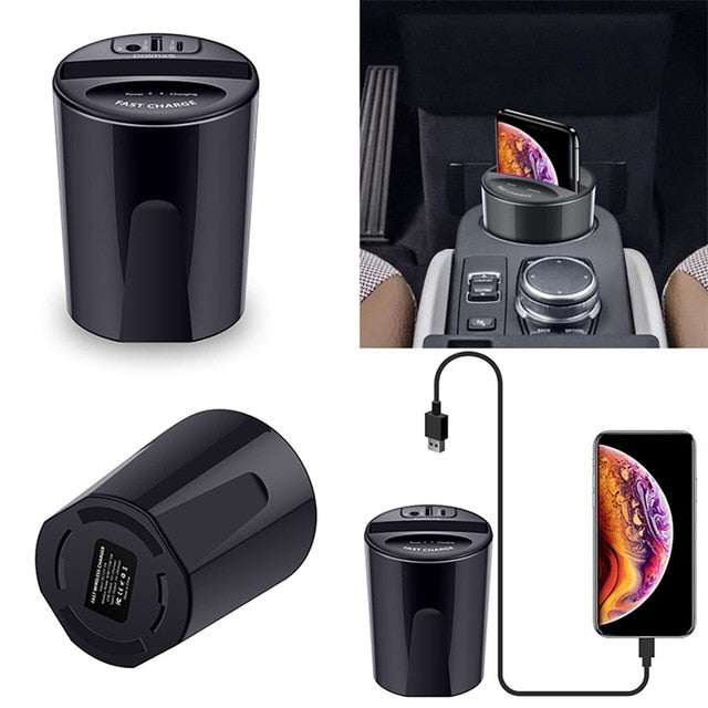 10W Car Wireless Charger Cup with USB Output for iPhoneXS MAX/XR/X/8 SAMSUNG Galaxy S9/S8/S7/S6/Note8/Note5 edge for PIXEL 3XL eprolo