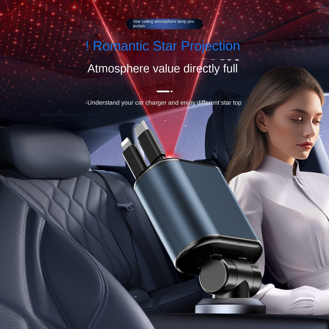 New C9 Starry Sky Fast Charging 120W Retractable Car Charger with 4-in-1 Multi-functional Digital Display eprolo