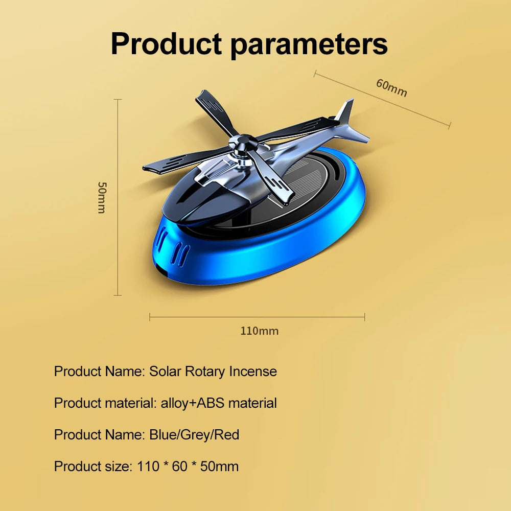 Solar Rotating Helicopter Aromatherapy Car Ornaments Car Air Freshener Alloy + ABS Wooden Aromatherapy Machine eprolo