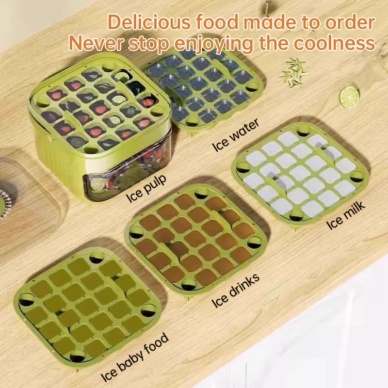 50-grid ice maker with new large capacity - household food-grade plastic double-layer ice storage barrel & ice ball mold set eprolo