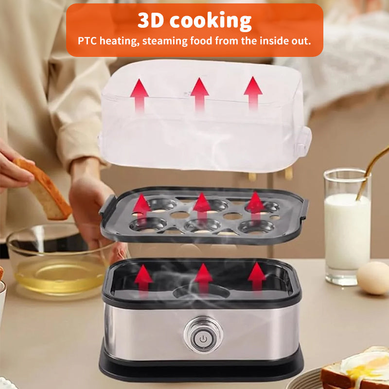 200W Power Eggs Boiler Space Saving Auto Shut-Off Smart Egg Cooker 6 Eggs Capacity Stainless Steel Rapid Egg Cooker eprolo