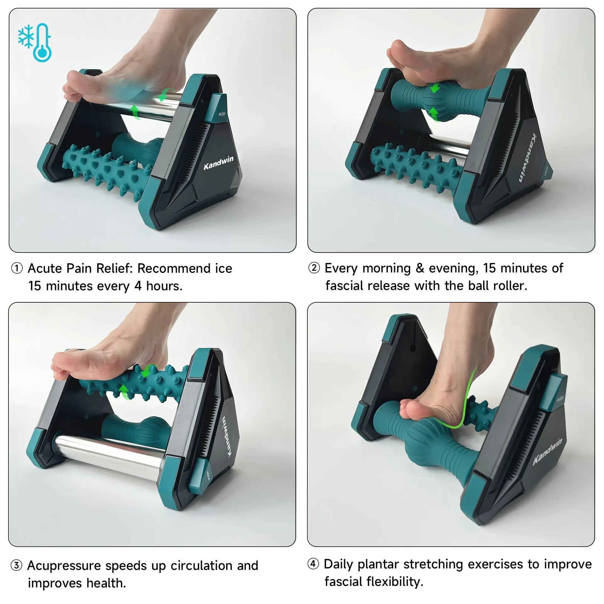 Foot massager with ice compress to relieve plantar fascia and foot pain Three in one massage for foot and heel pain eprolo