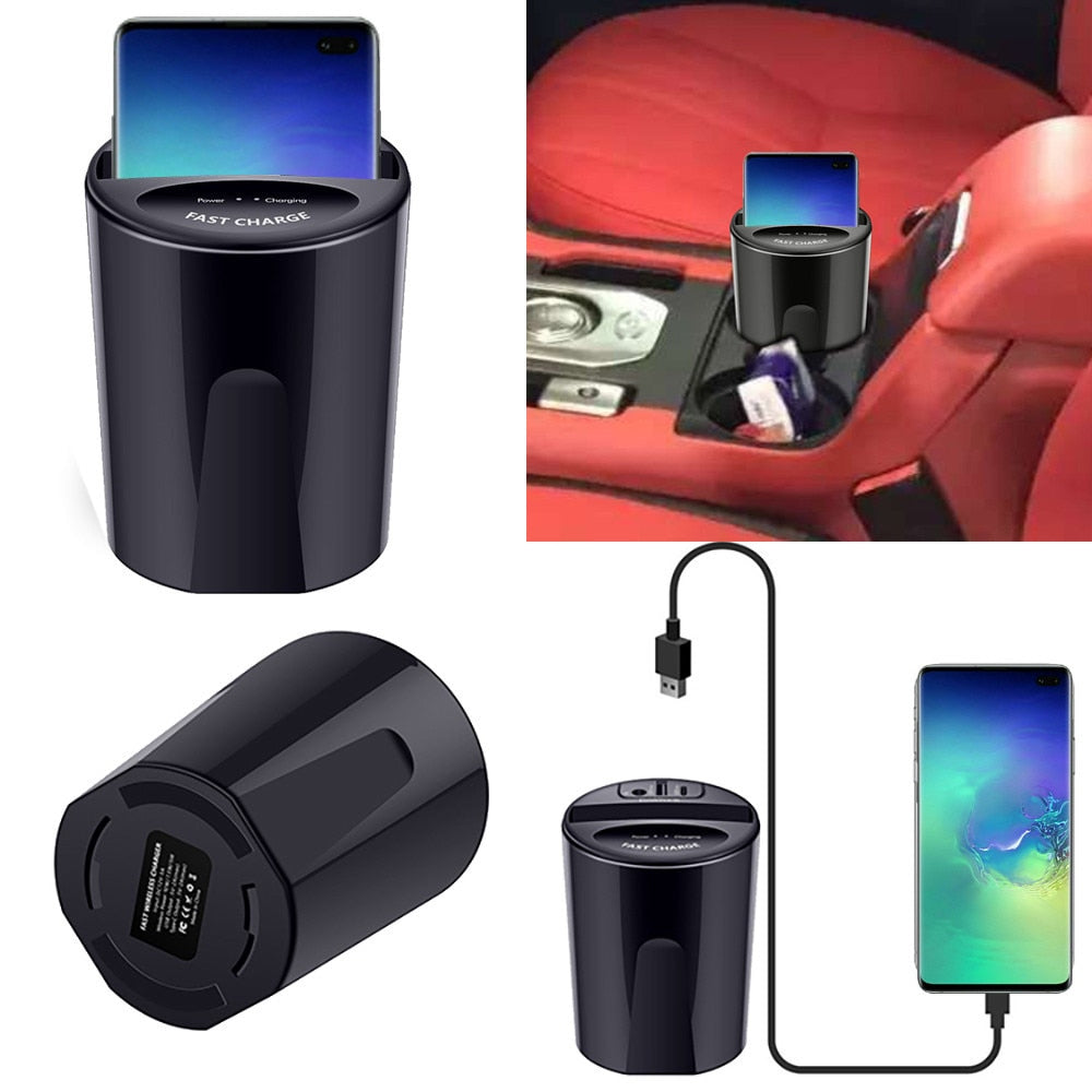 10W Car Wireless Charger Cup with USB Output for iPhoneXS MAX/XR/X/8 SAMSUNG Galaxy S9/S8/S7/S6/Note8/Note5 edge for PIXEL 3XL eprolo