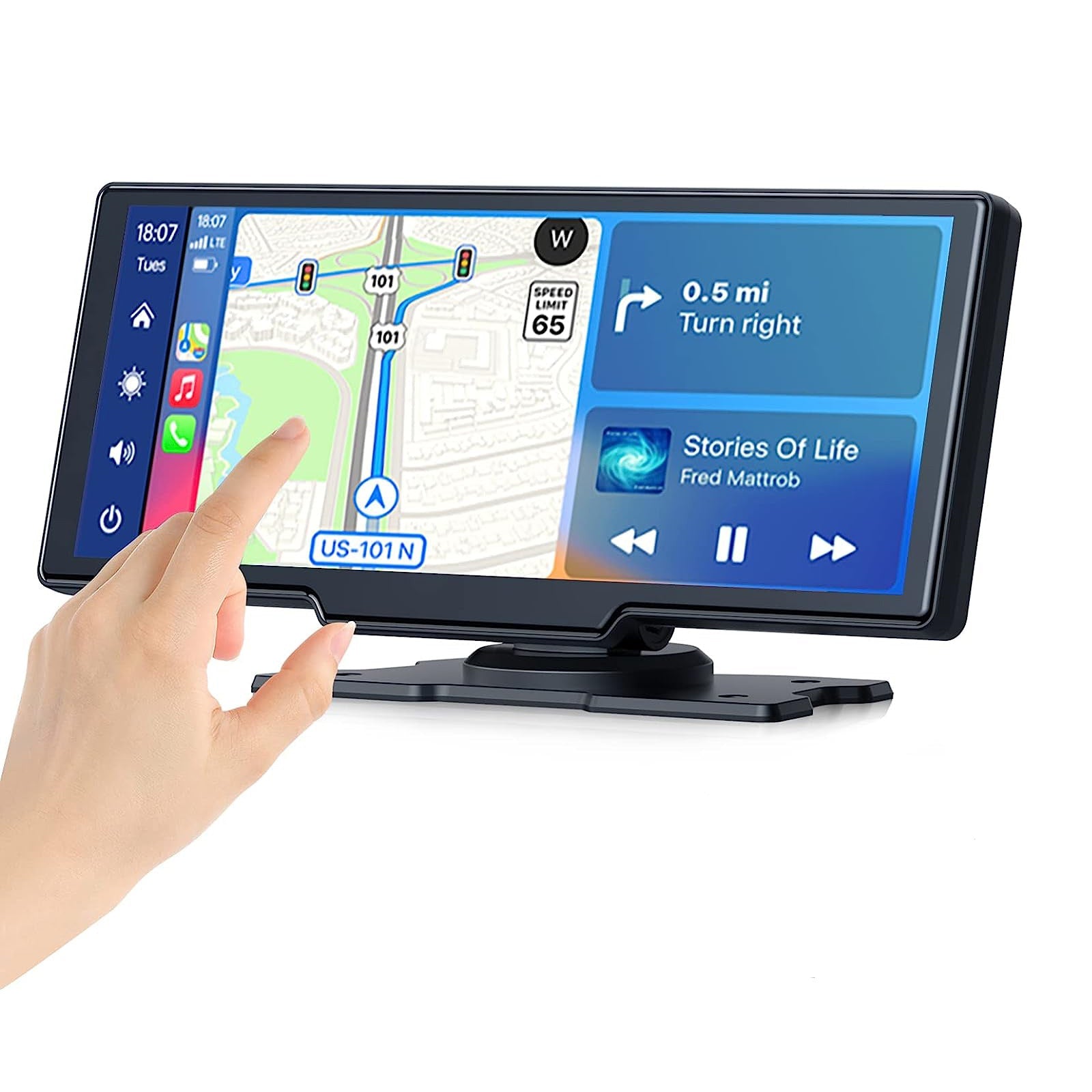 10.26-inch Portable Car Central Control Smart Screen with Wireless CarPlay, Android Auto, Bluetooth, and AHD Backup Camera eprolo