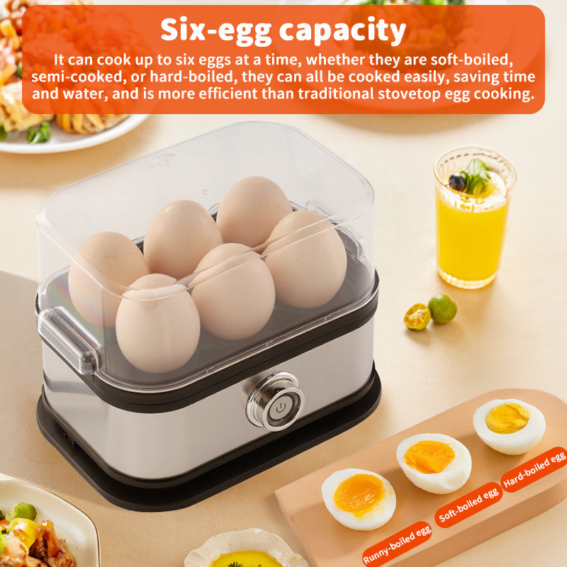 200W Power Eggs Boiler Space Saving Auto Shut-Off Smart Egg Cooker 6 Eggs Capacity Stainless Steel Rapid Egg Cooker eprolo