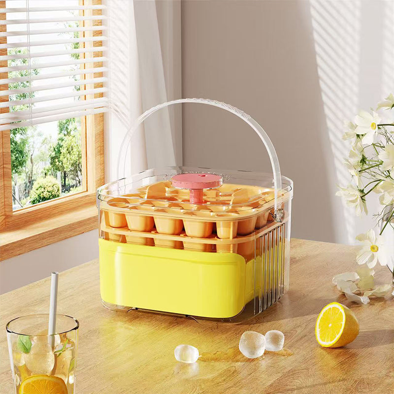 50-grid ice maker with new large capacity - household food-grade plastic double-layer ice storage barrel & ice ball mold set eprolo
