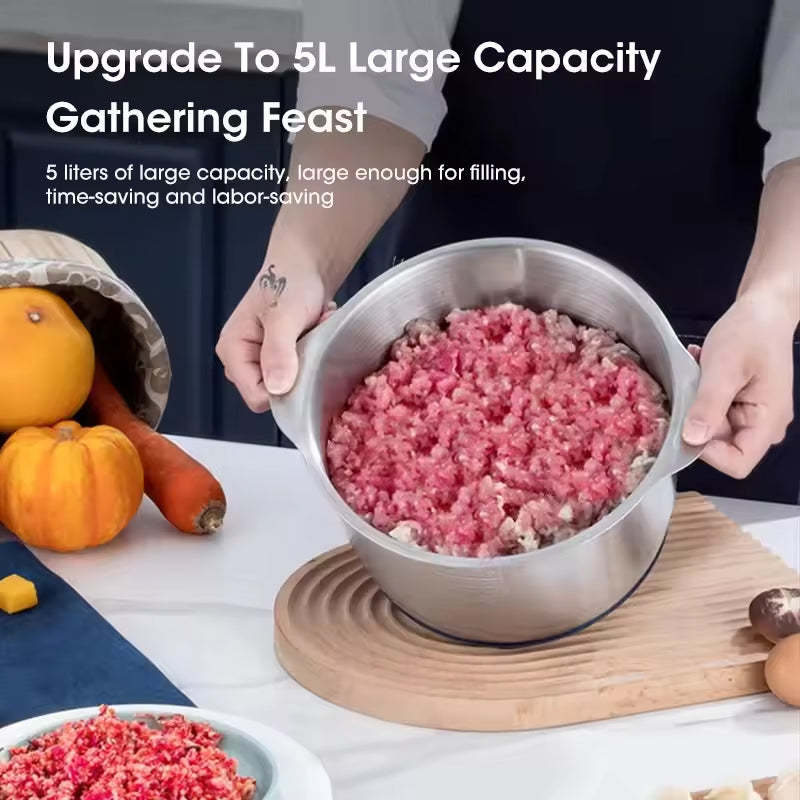 Electric Meat Grinders, 5L Food Processor, Stainless Steel Multifunctional Vegetable Slicer, Kitchen Chopper & Mixer eprolo