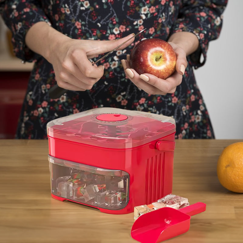 50-grid ice maker with new large capacity - household food-grade plastic double-layer ice storage barrel & ice ball mold set eprolo