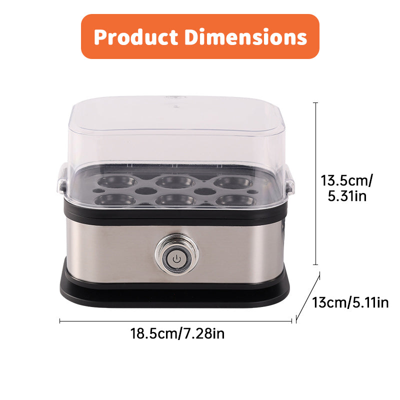200W Power Eggs Boiler Space Saving Auto Shut-Off Smart Egg Cooker 6 Eggs Capacity Stainless Steel Rapid Egg Cooker eprolo