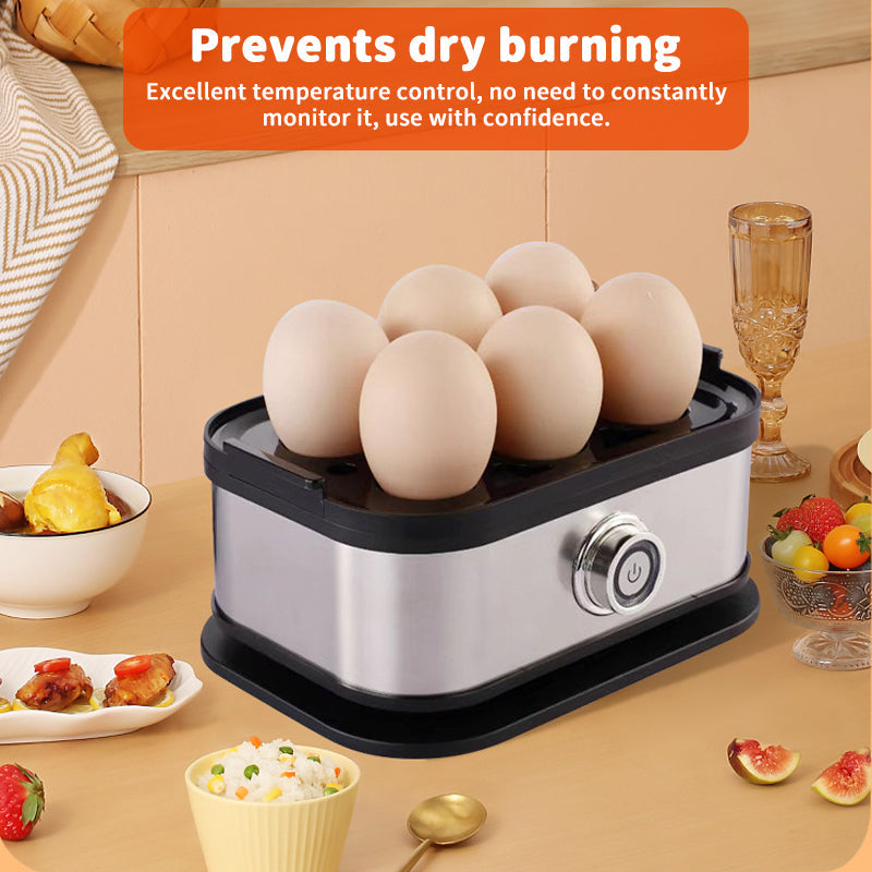 200W Power Eggs Boiler Space Saving Auto Shut-Off Smart Egg Cooker 6 Eggs Capacity Stainless Steel Rapid Egg Cooker eprolo