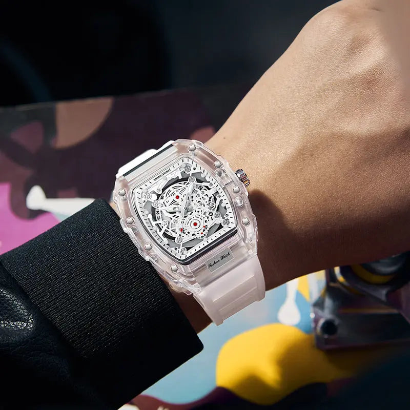Cross-border Watch Unique Barrel-shaped Quartz Watch Fashion Transparent Men's Watch Waterproof Wristwatch eprolo