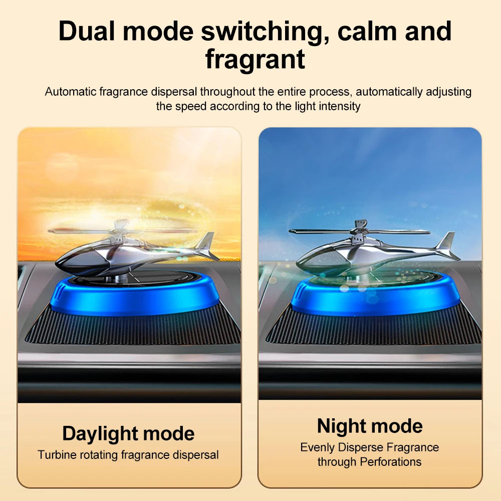 Solar Rotating Helicopter Aromatherapy Car Ornaments Car Air Freshener Alloy + ABS Wooden Aromatherapy Machine eprolo