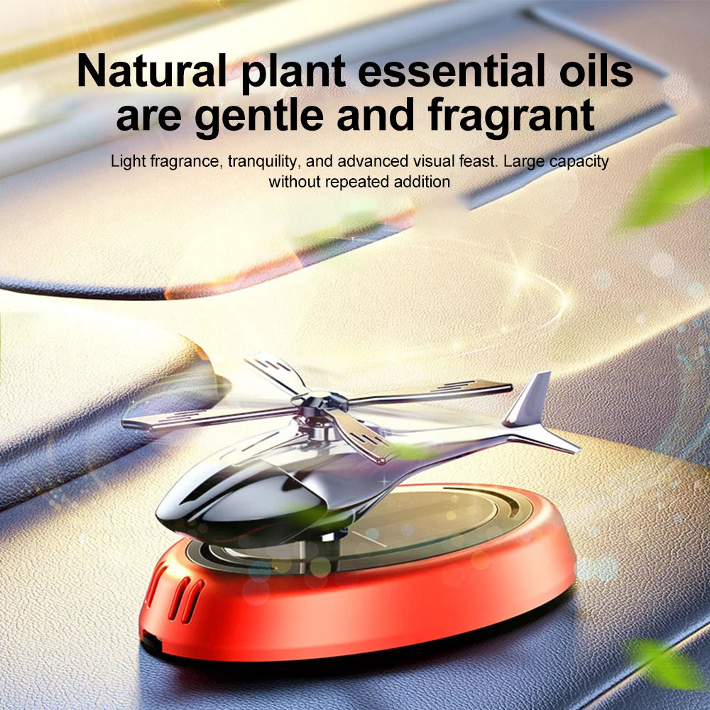 Solar Rotating Helicopter Aromatherapy Car Ornaments Car Air Freshener Alloy + ABS Wooden Aromatherapy Machine eprolo