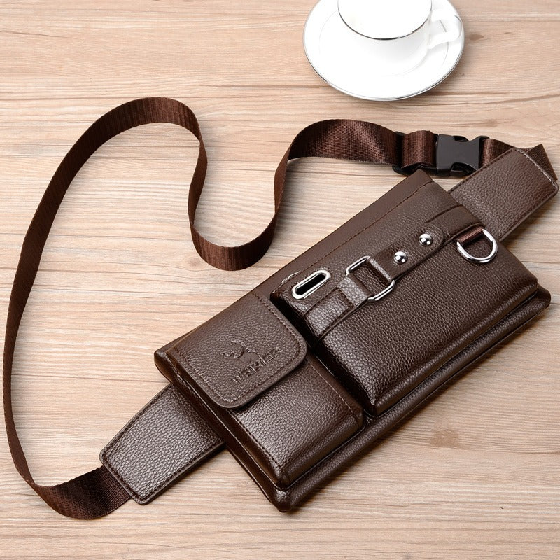 Men's Sports Waist Bag Multi Functional Outdoor Waist Bag PU Messenger Bag Riding Waist Bag eprolo