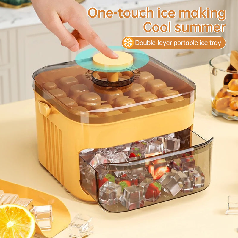 50-grid ice maker with new large capacity - household food-grade plastic double-layer ice storage barrel & ice ball mold set eprolo