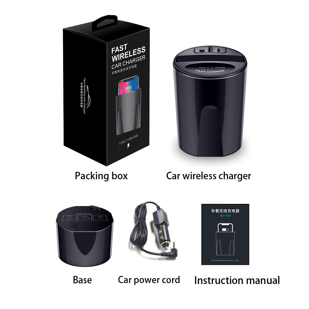 10W Car Wireless Charger Cup with USB Output for iPhoneXS MAX/XR/X/8 SAMSUNG Galaxy S9/S8/S7/S6/Note8/Note5 edge for PIXEL 3XL eprolo