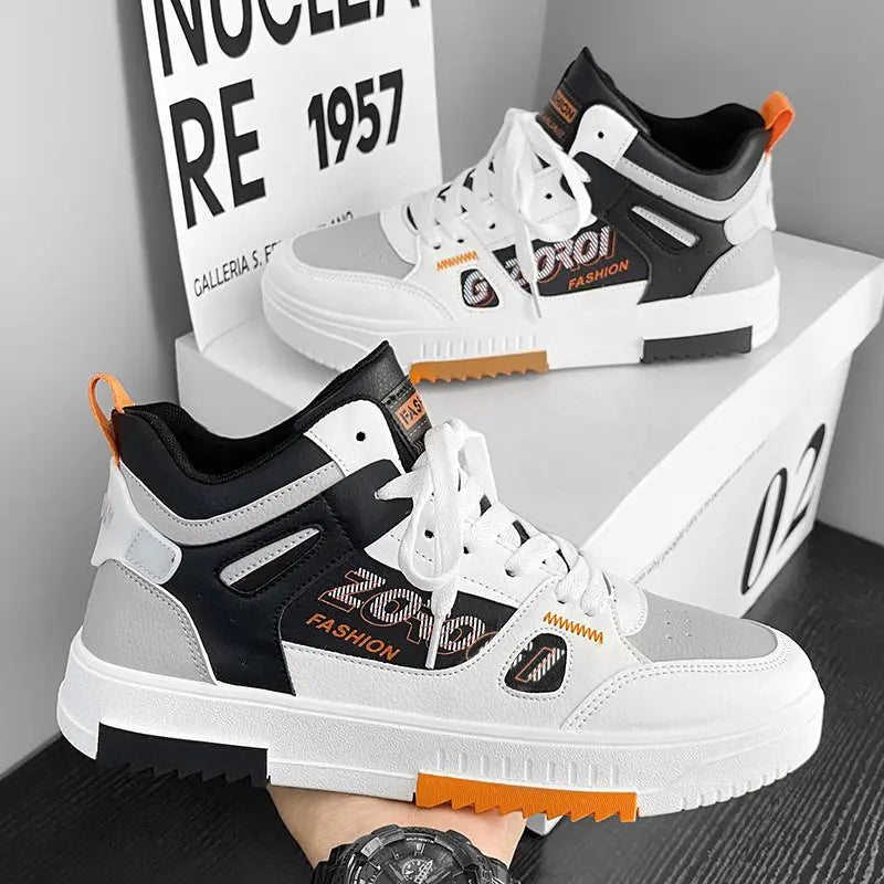 Shoes for men, trendy shoes for high school students, casual board shoes for men, versatile shoes for men, mid top sports, white shoes eprolo