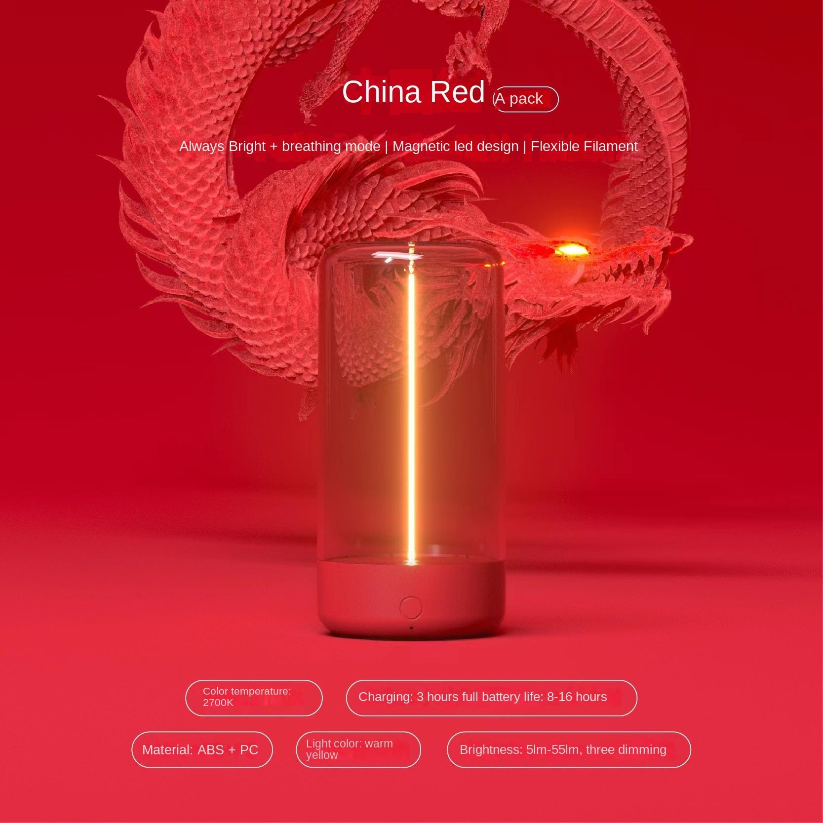 New LED Camping Lamp Type-C Charging Anti-Blue Light Portable Night Light High Transparency Durable Creative Ambient Light eprolo