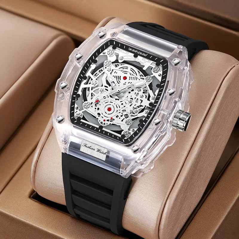 Cross-border Watch Unique Barrel-shaped Quartz Watch Fashion Transparent Men's Watch Waterproof Wristwatch eprolo
