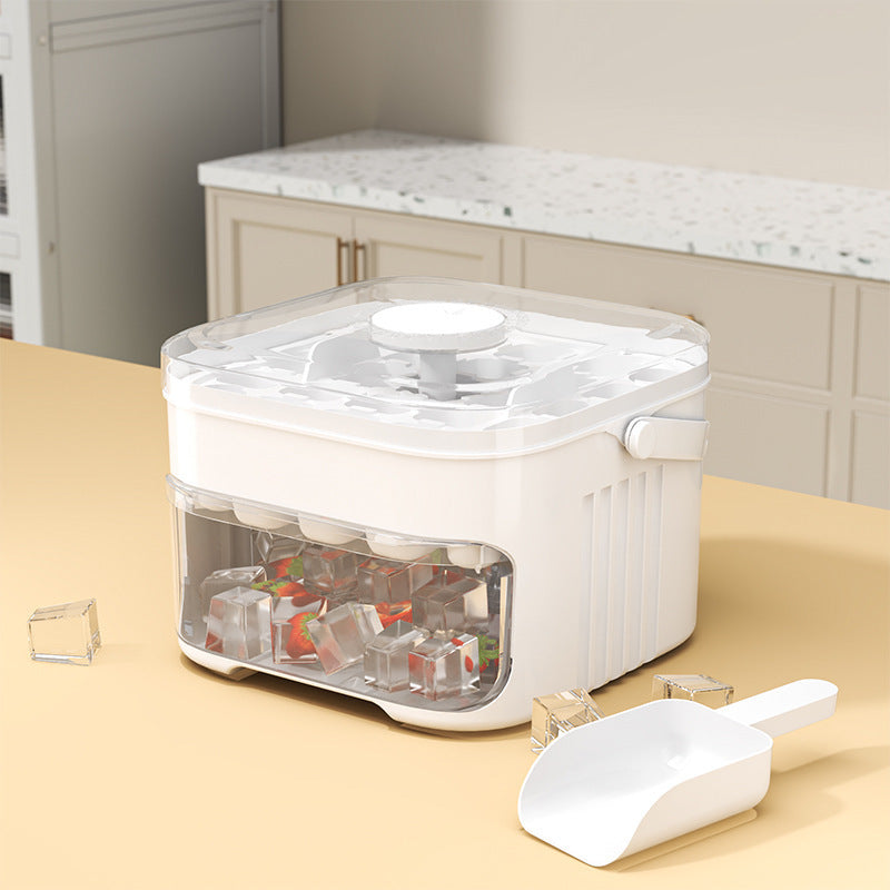 50-grid ice maker with new large capacity - household food-grade plastic double-layer ice storage barrel & ice ball mold set eprolo