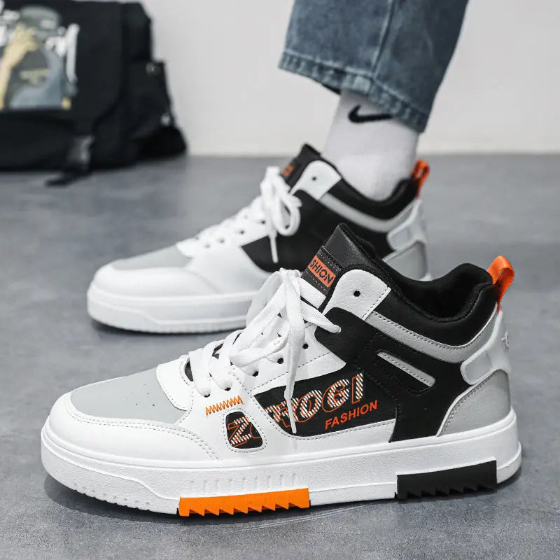 Shoes for men, trendy shoes for high school students, casual board shoes for men, versatile shoes for men, mid top sports, white shoes eprolo
