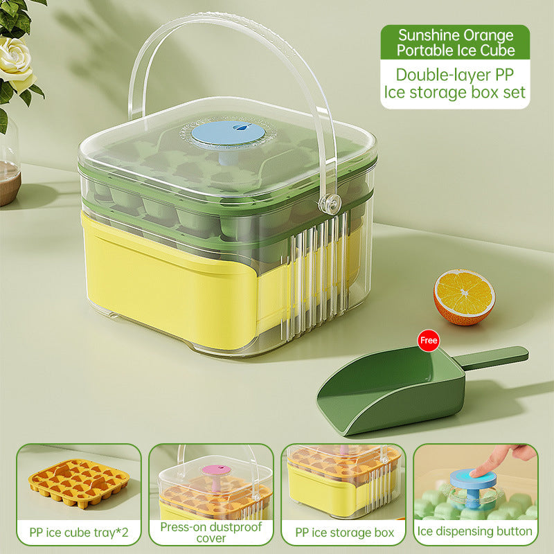 50-grid ice maker with new large capacity - household food-grade plastic double-layer ice storage barrel & ice ball mold set eprolo