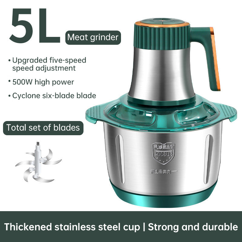 Electric Meat Grinders, 5L Food Processor, Stainless Steel Multifunctional Vegetable Slicer, Kitchen Chopper & Mixer eprolo