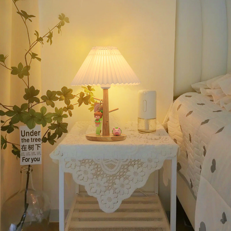 Pleated Vintage Lamp Nordic Bedroom Living Room Simple Modern Home Cozy Creative Bedside Lamp eprolo